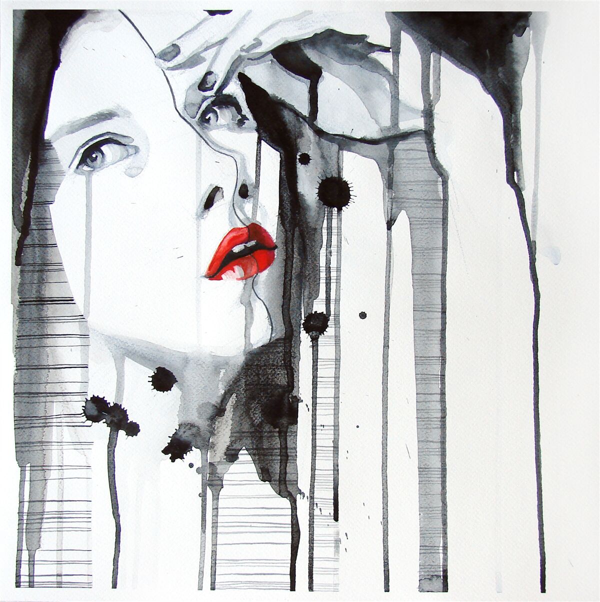 Papier peint image d'une femme aux lèvres écarlates