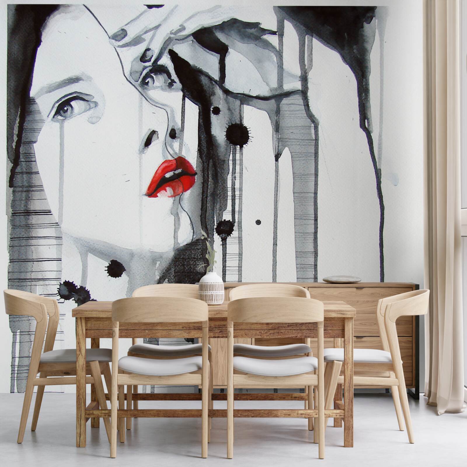 Papier peint image d'une femme aux lèvres écarlates