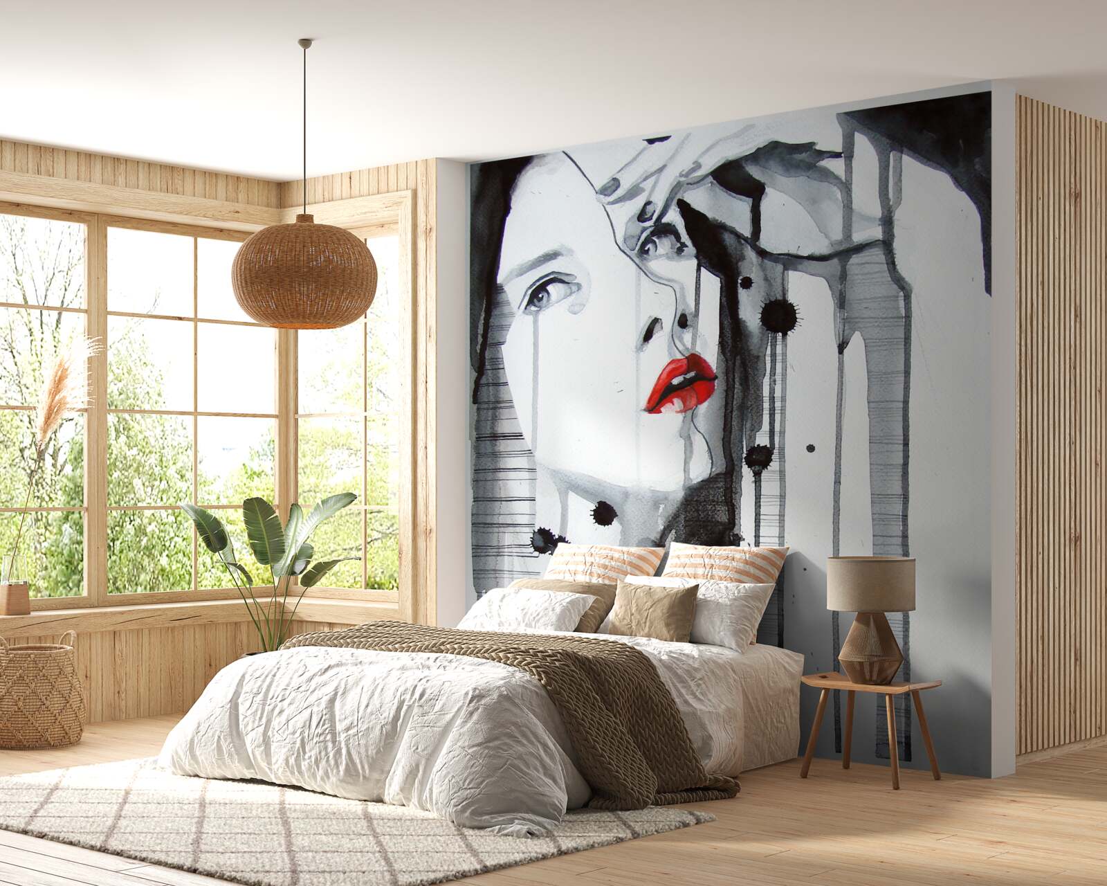 Papier peint image d'une femme aux lèvres écarlates