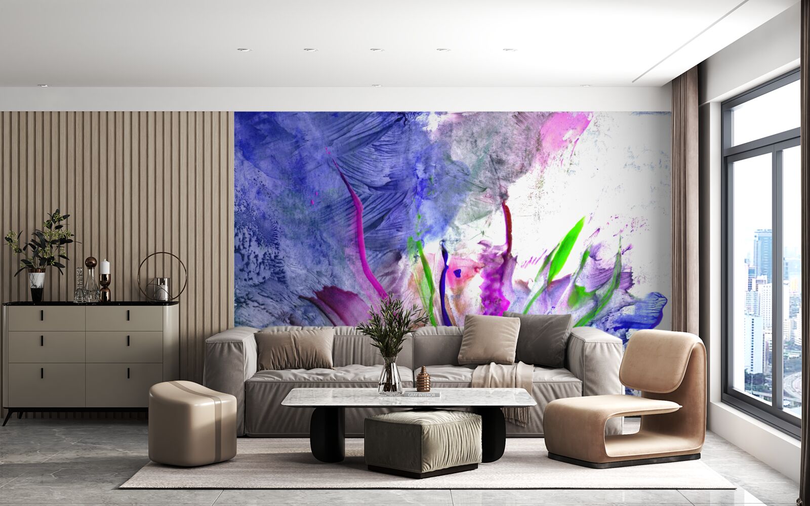 Papier peint l'abstraction dans des nuances de couleurs vives