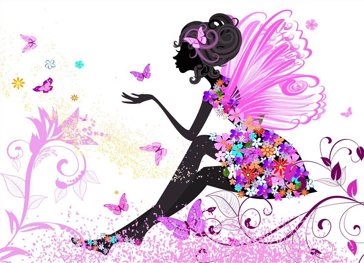 Papier peint fée des fleurs du printemps