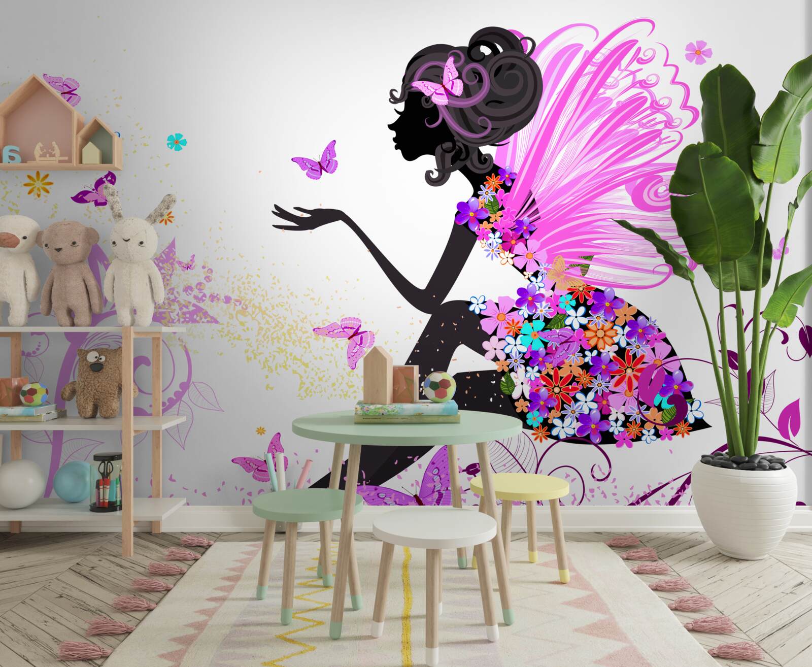 Papier peint fée des fleurs du printemps