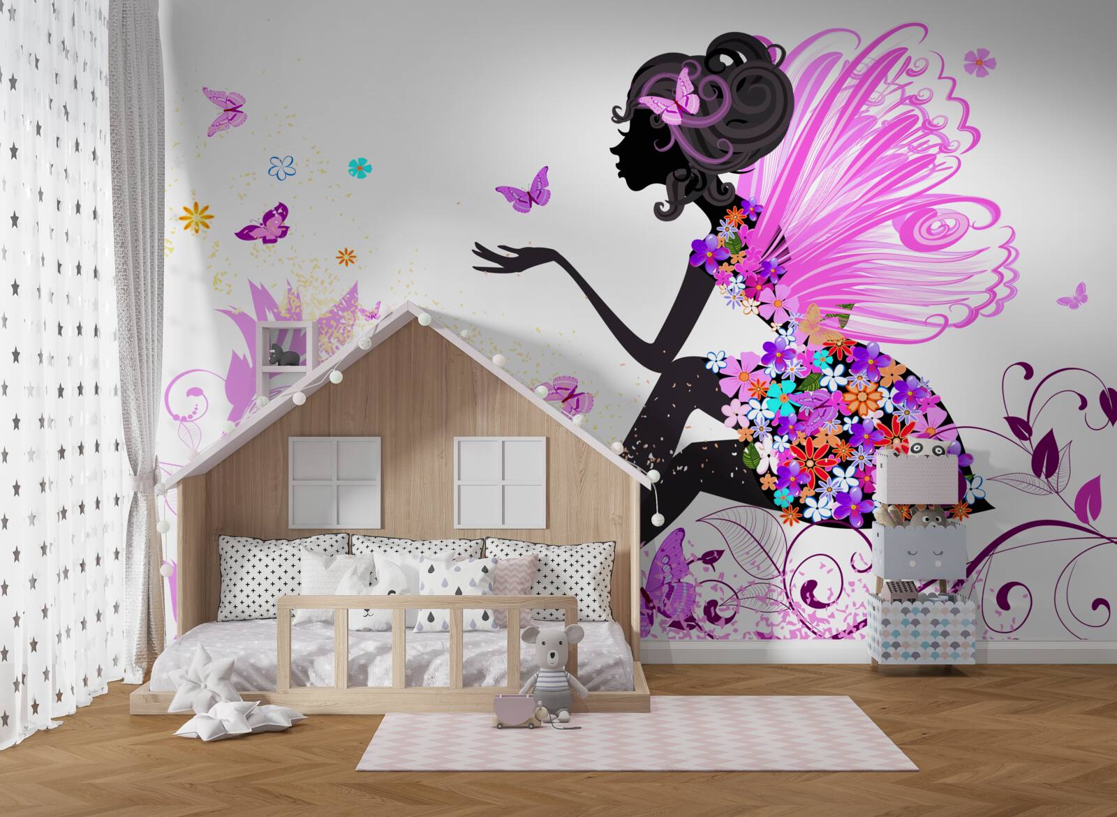 Papier peint fée des fleurs du printemps