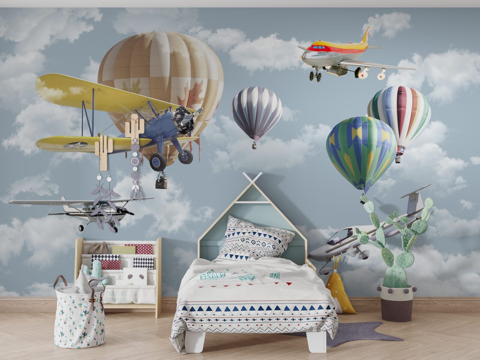 Papier peint compétition aérienne entre ballons et avions