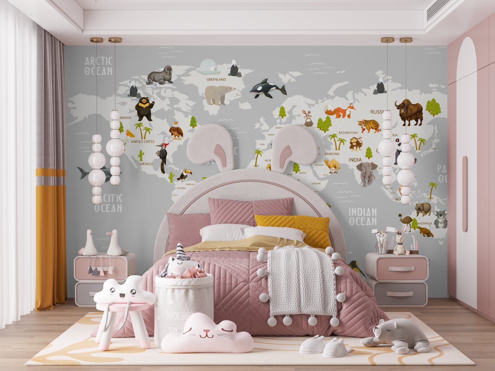 Papier peint carte montrant les animaux sauvages