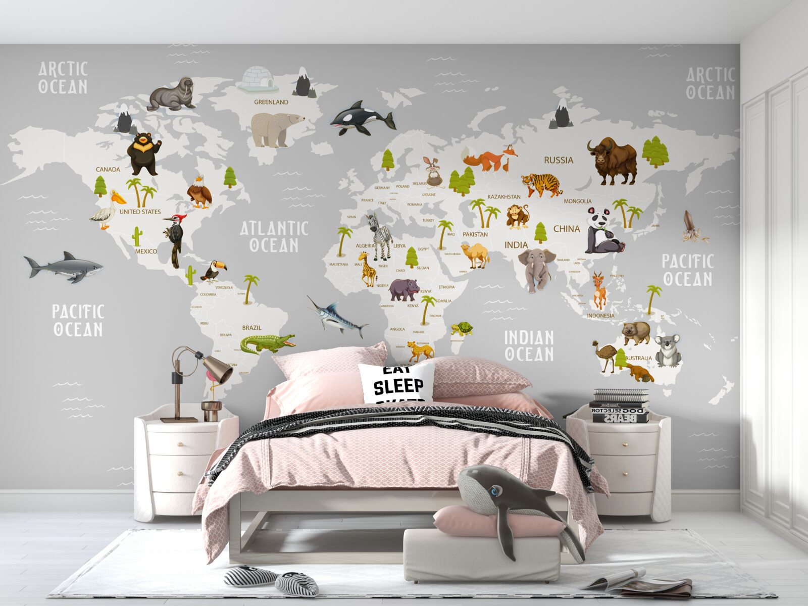 Papier peint carte montrant les animaux sauvages