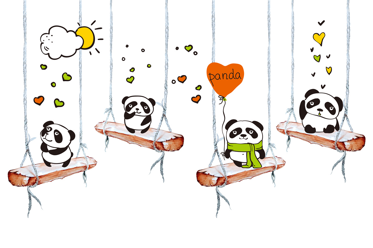 Papier peint pandas à bascule