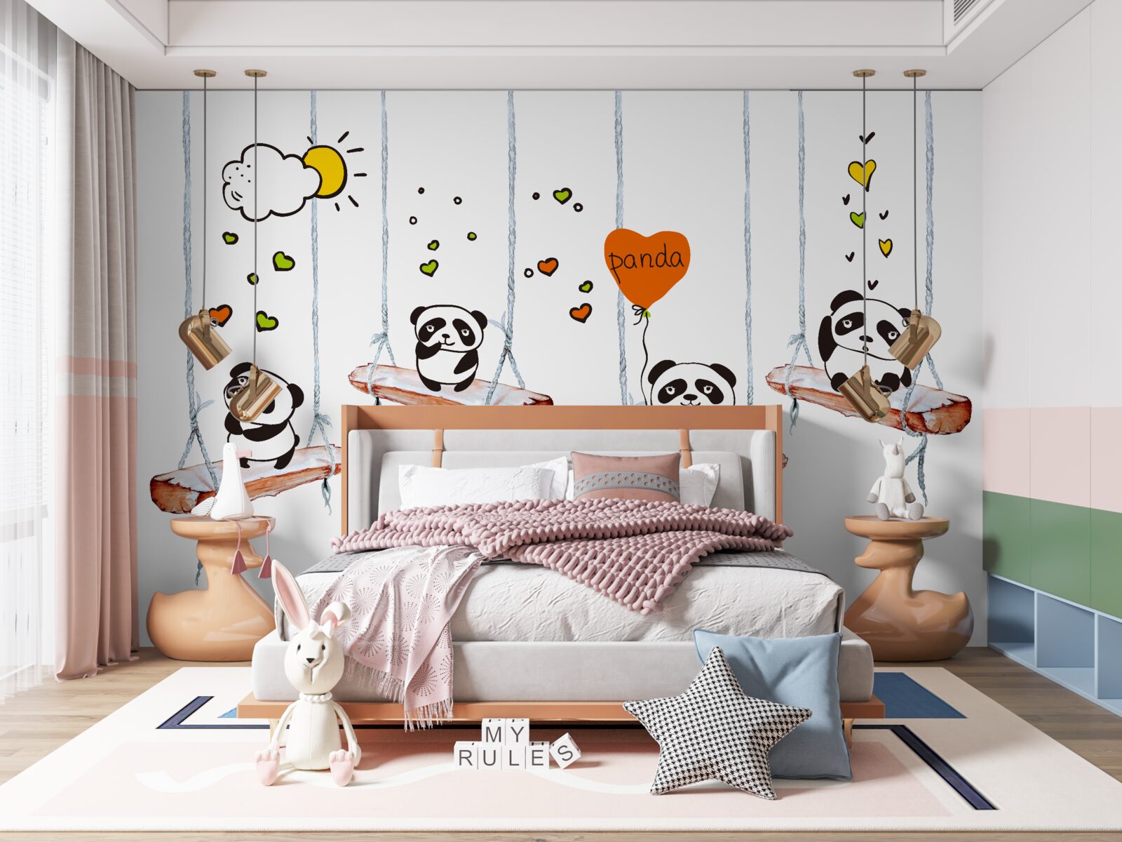 Papier peint pandas à bascule