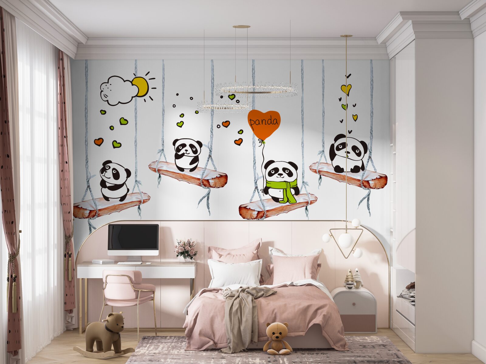Papier peint pandas à bascule