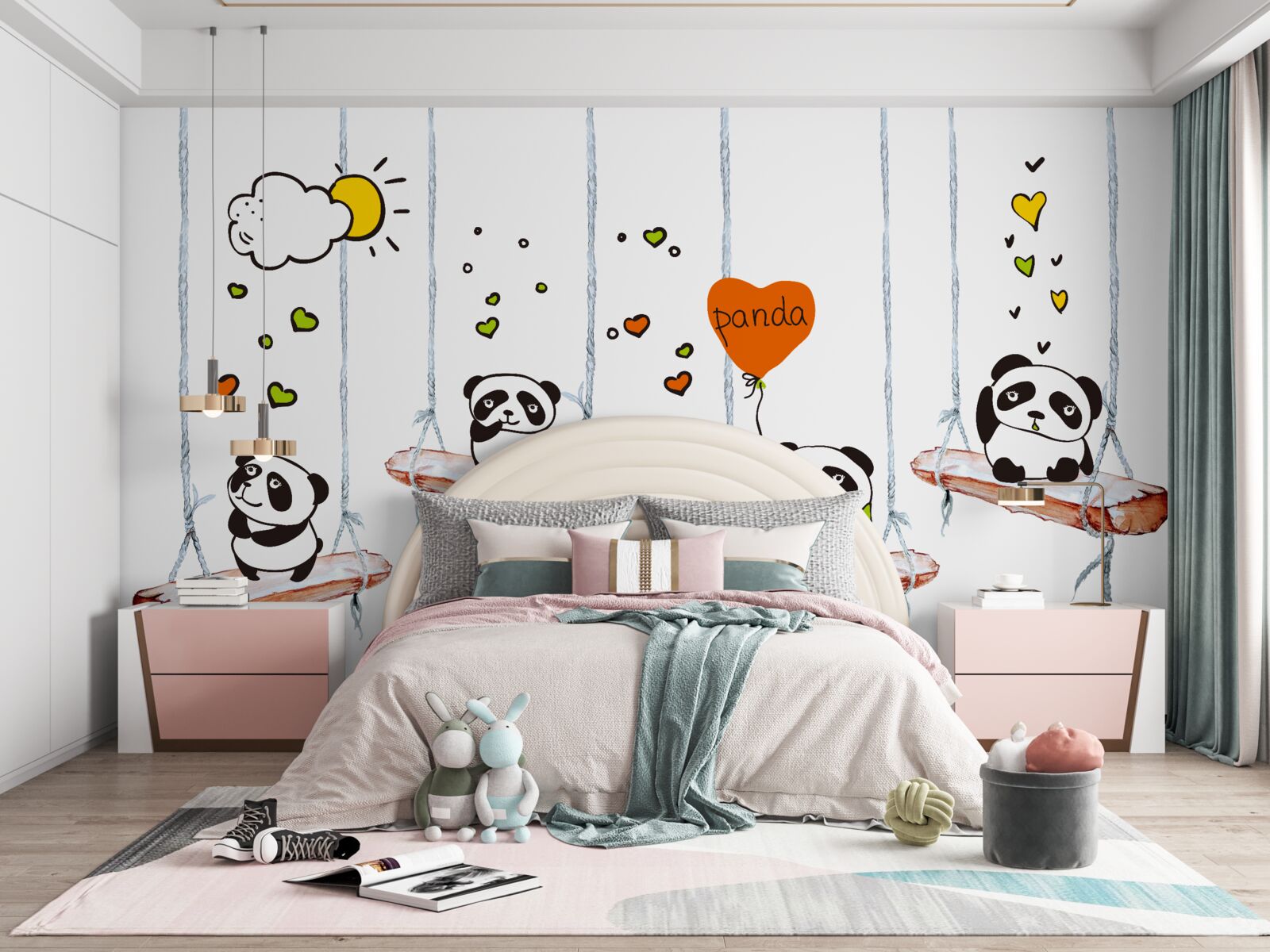 Papier peint pandas à bascule