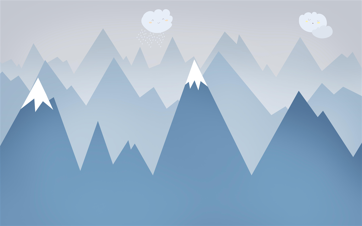 Papier peint silhouettes de montagnes en bleu