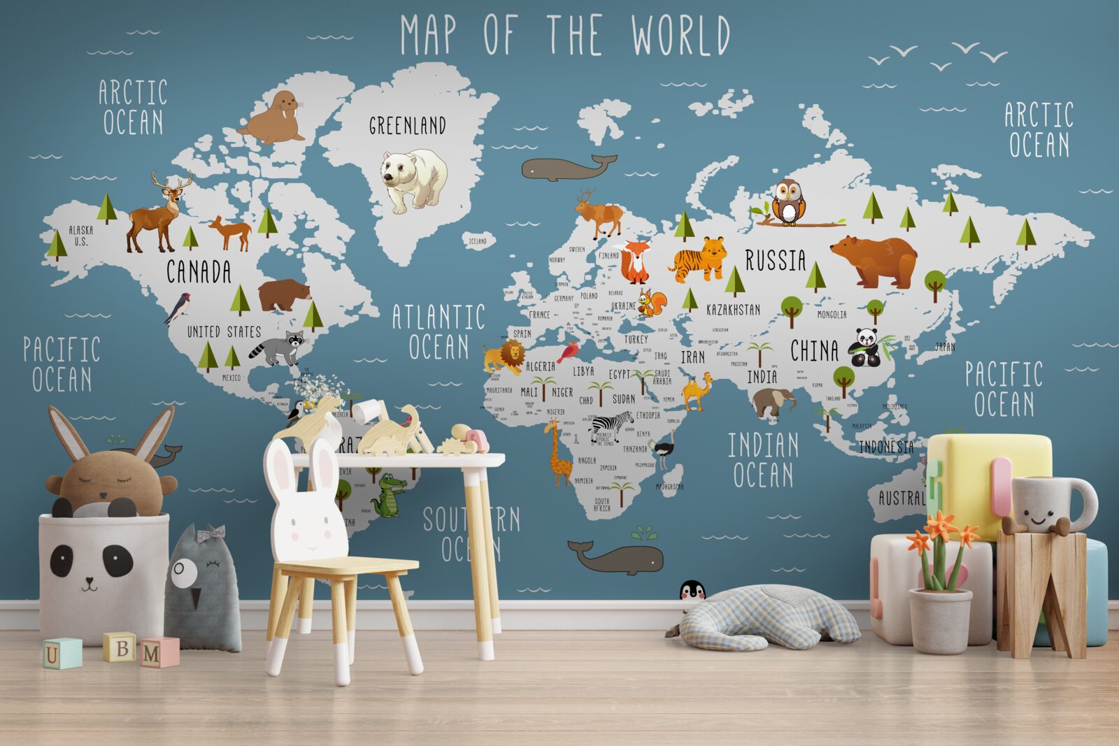 Papier peint carte en esthétique animée