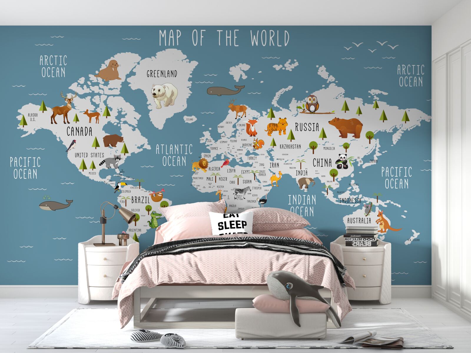 Papier peint carte en esthétique animée