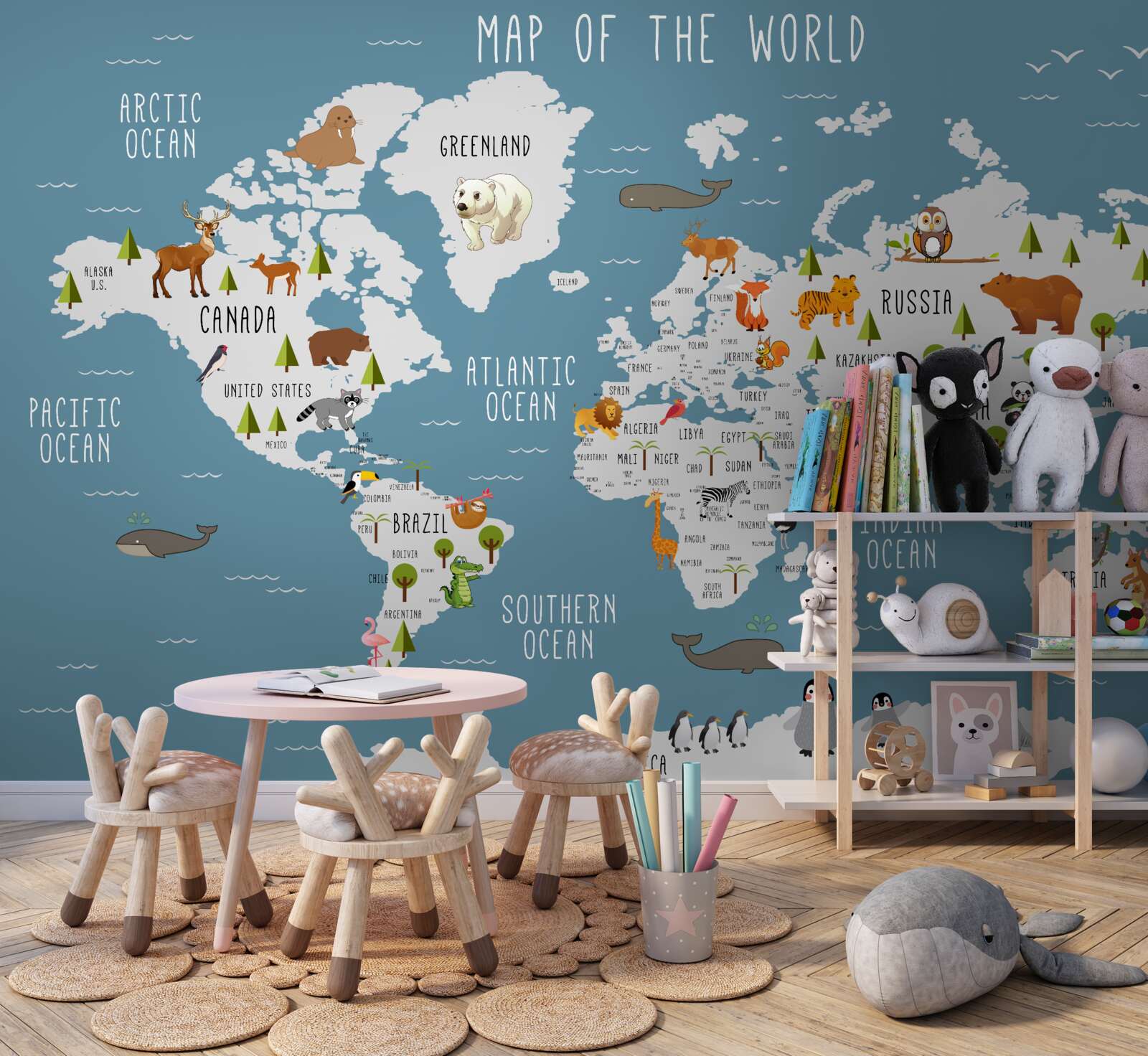 Papier peint carte en esthétique animée