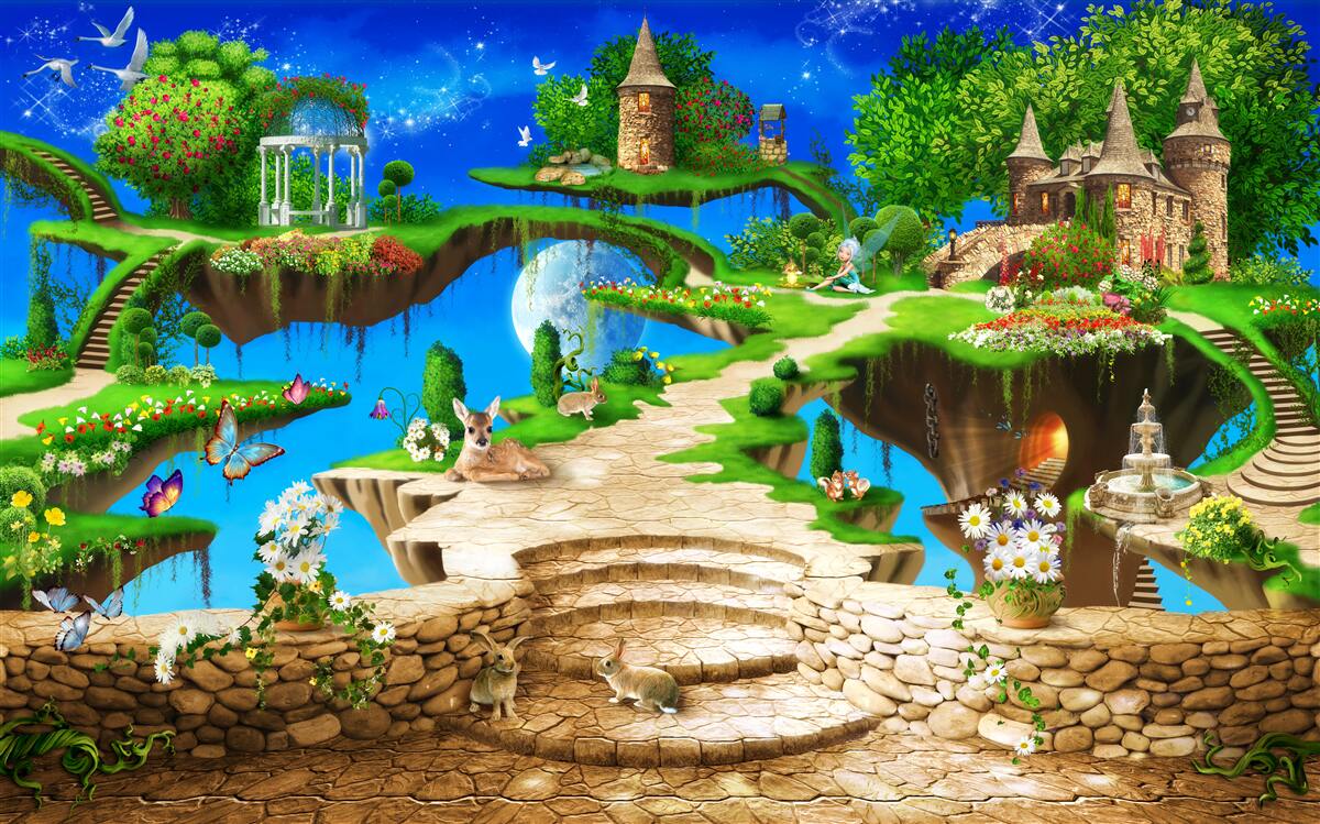 Papier peint pays de la forêt magique