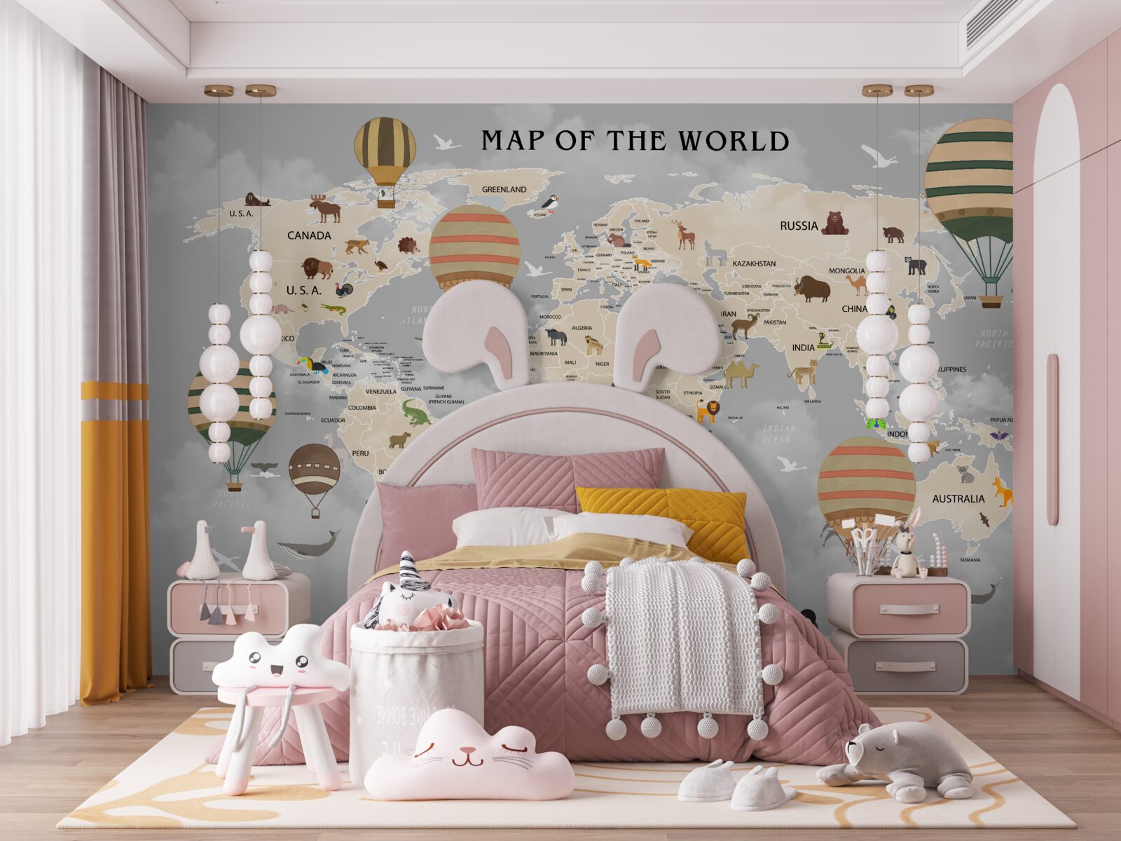 Papier peint globe et ballons