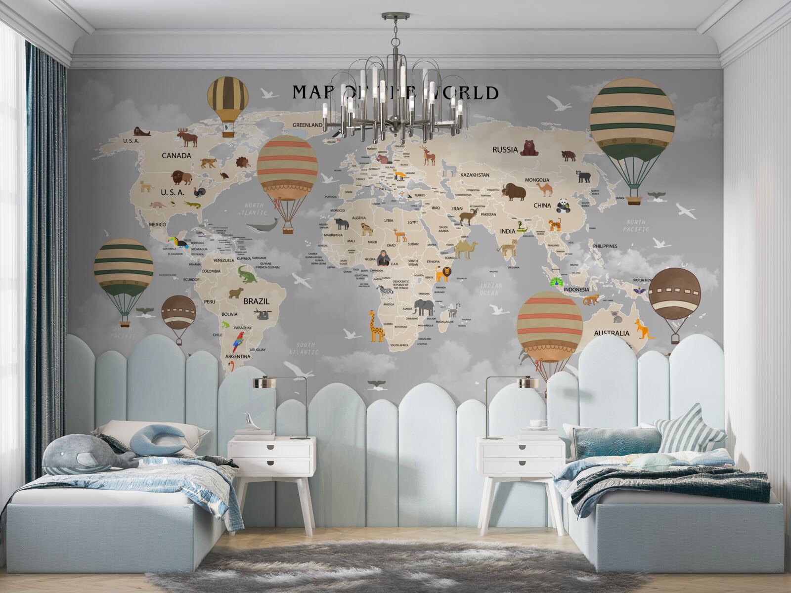 Papier peint globe et ballons