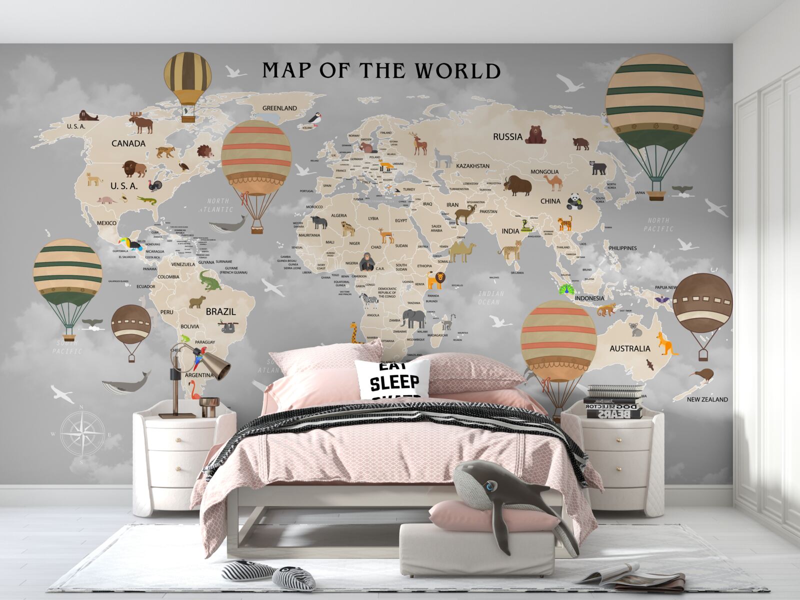 Papier peint globe et ballons