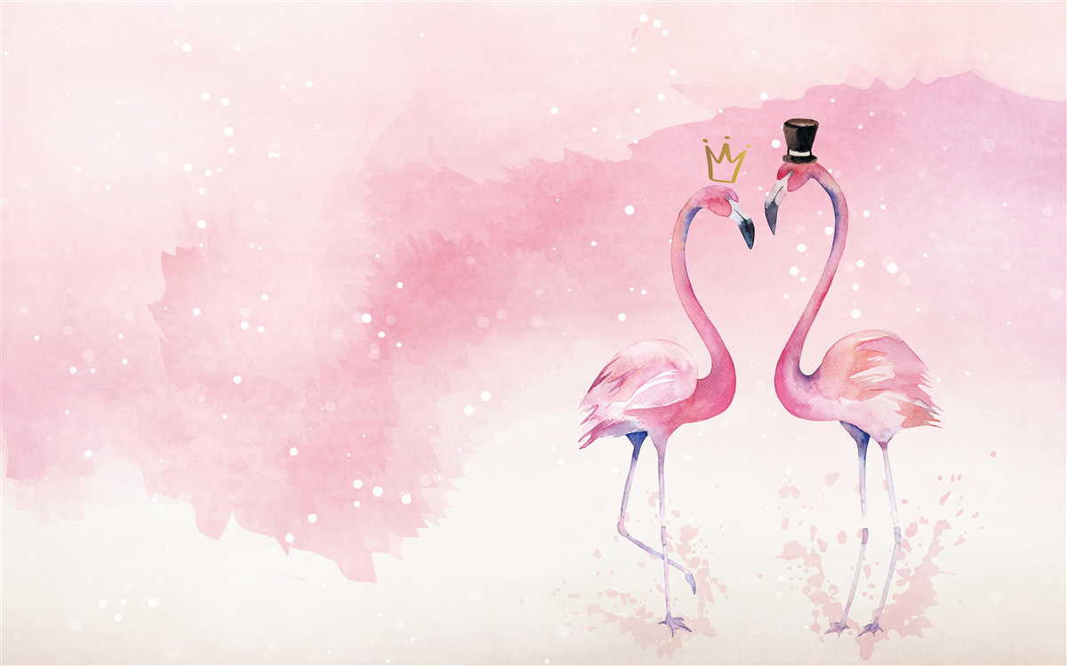 Papier peint deux flamants roses