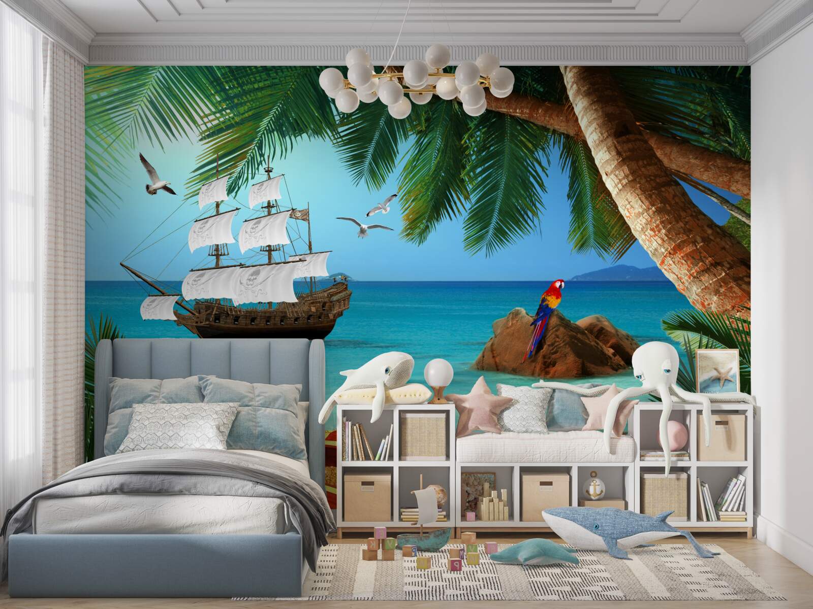 Papier peint vue du navire depuis la fortification pirate