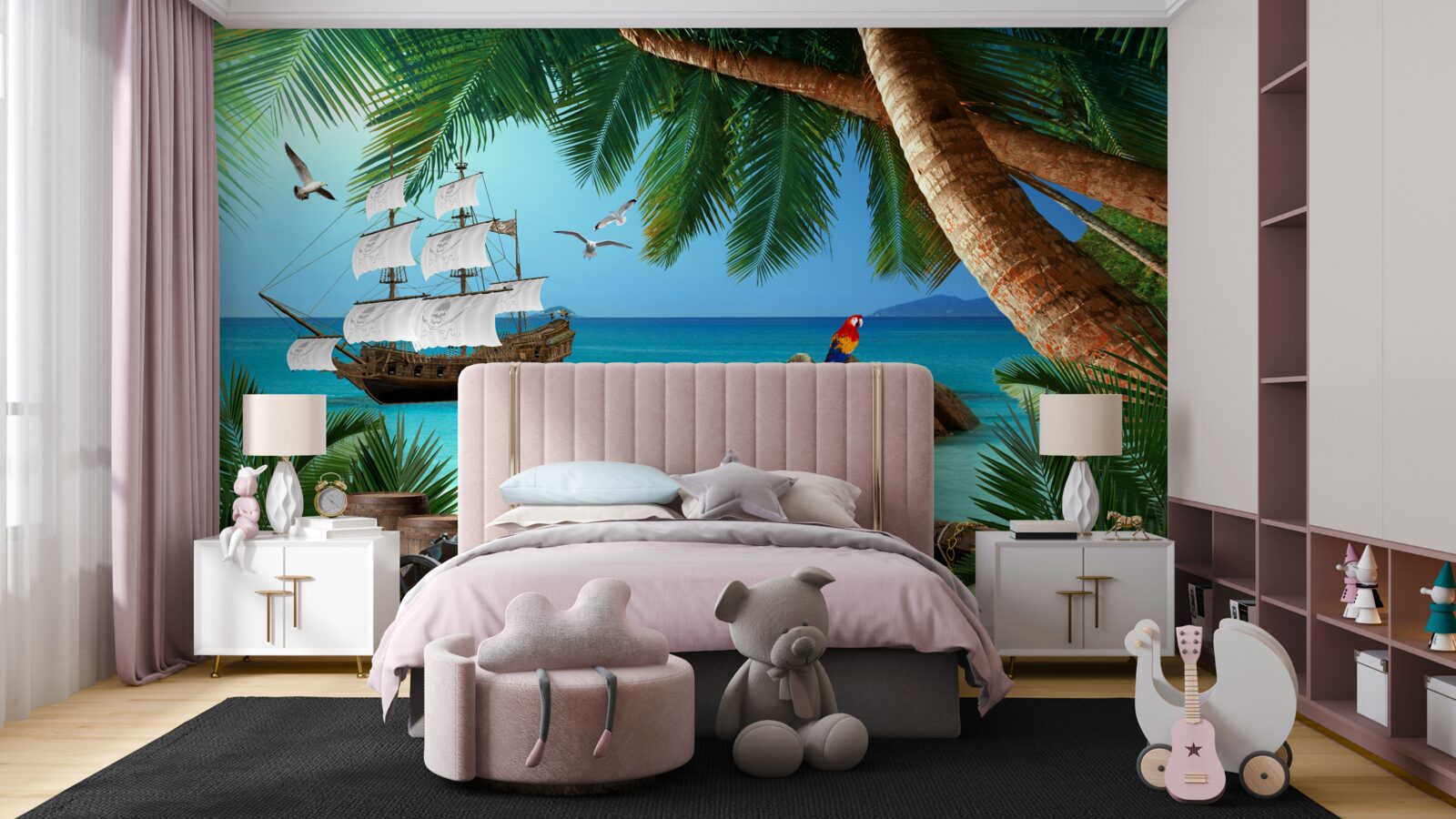 Papier peint vue du navire depuis la fortification pirate