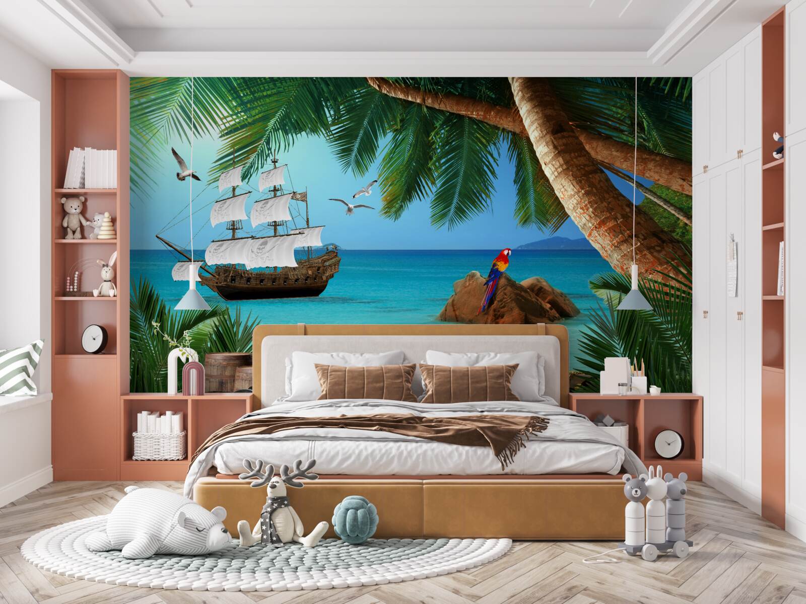 Papier peint vue du navire depuis la fortification pirate