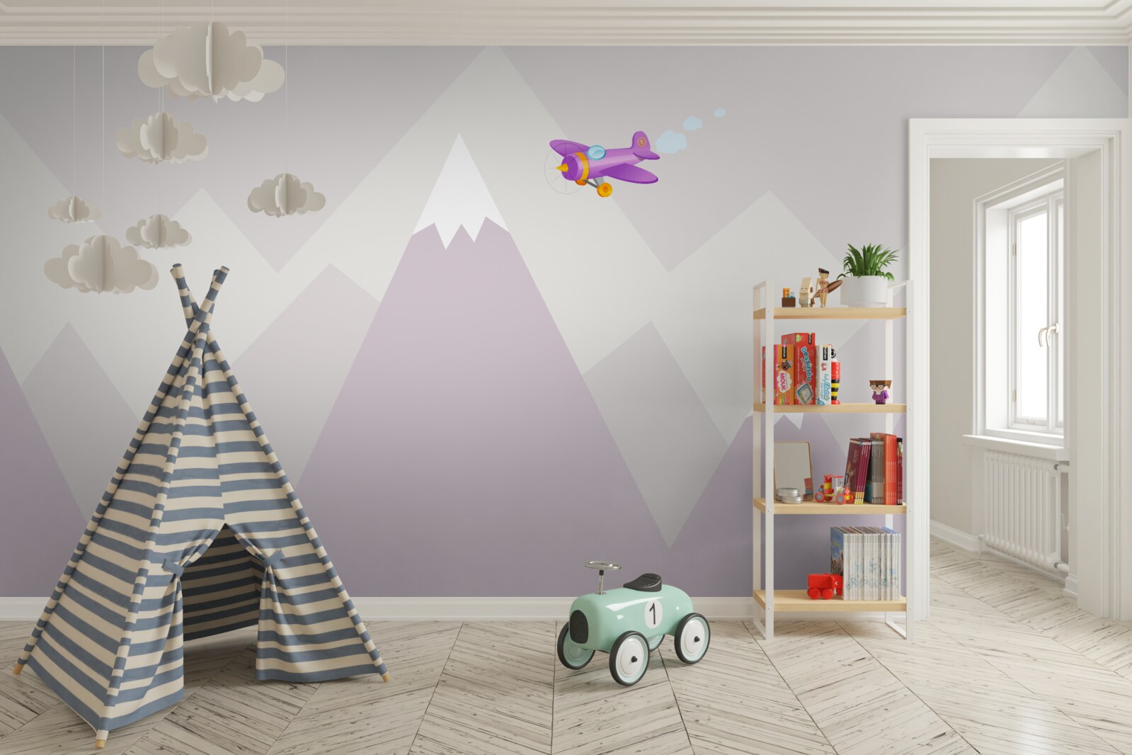 Papier peint la chambre des enfants est située sur un fond de montagnes