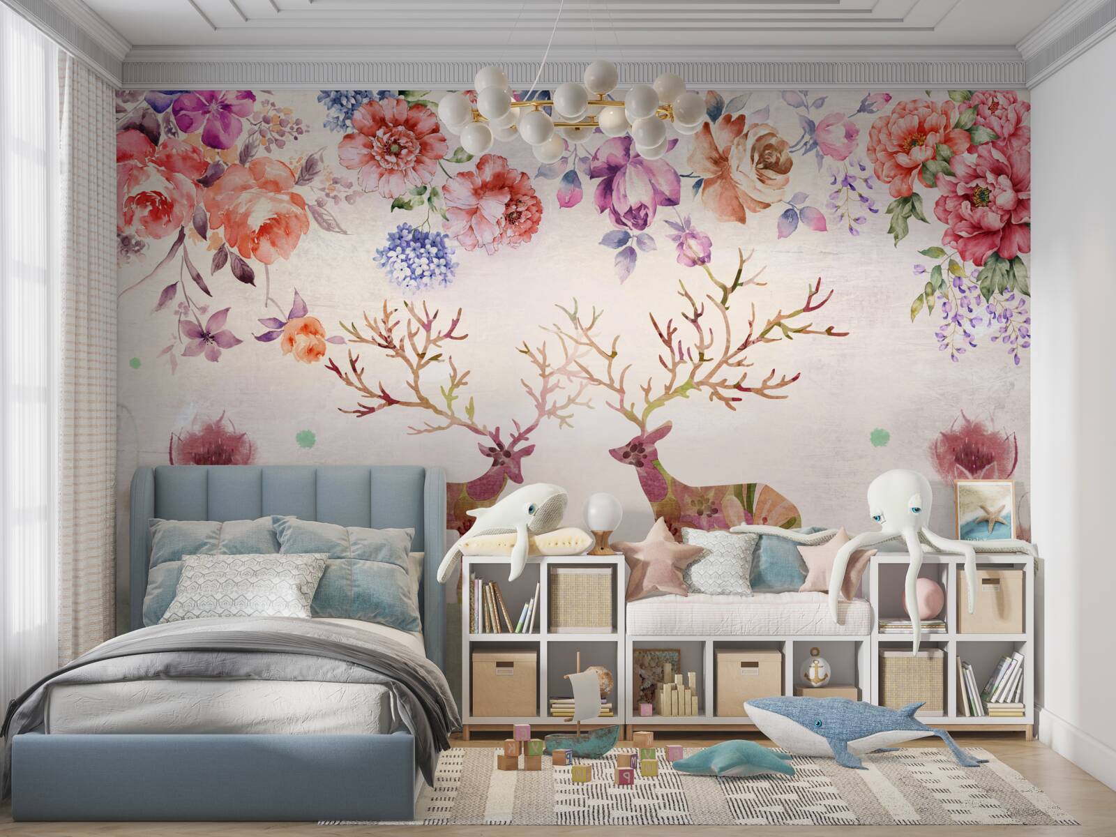 Papier peint cerf coloré