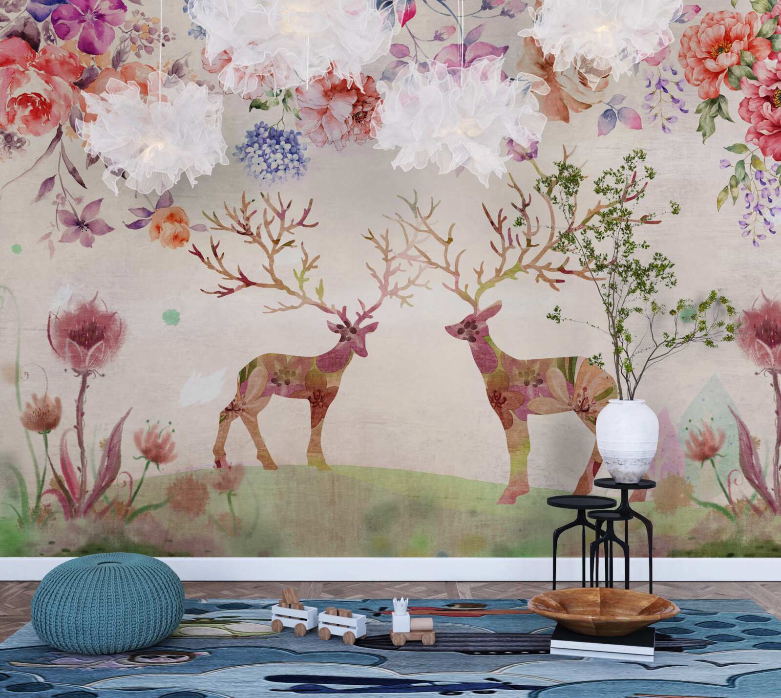 Papier peint cerf coloré