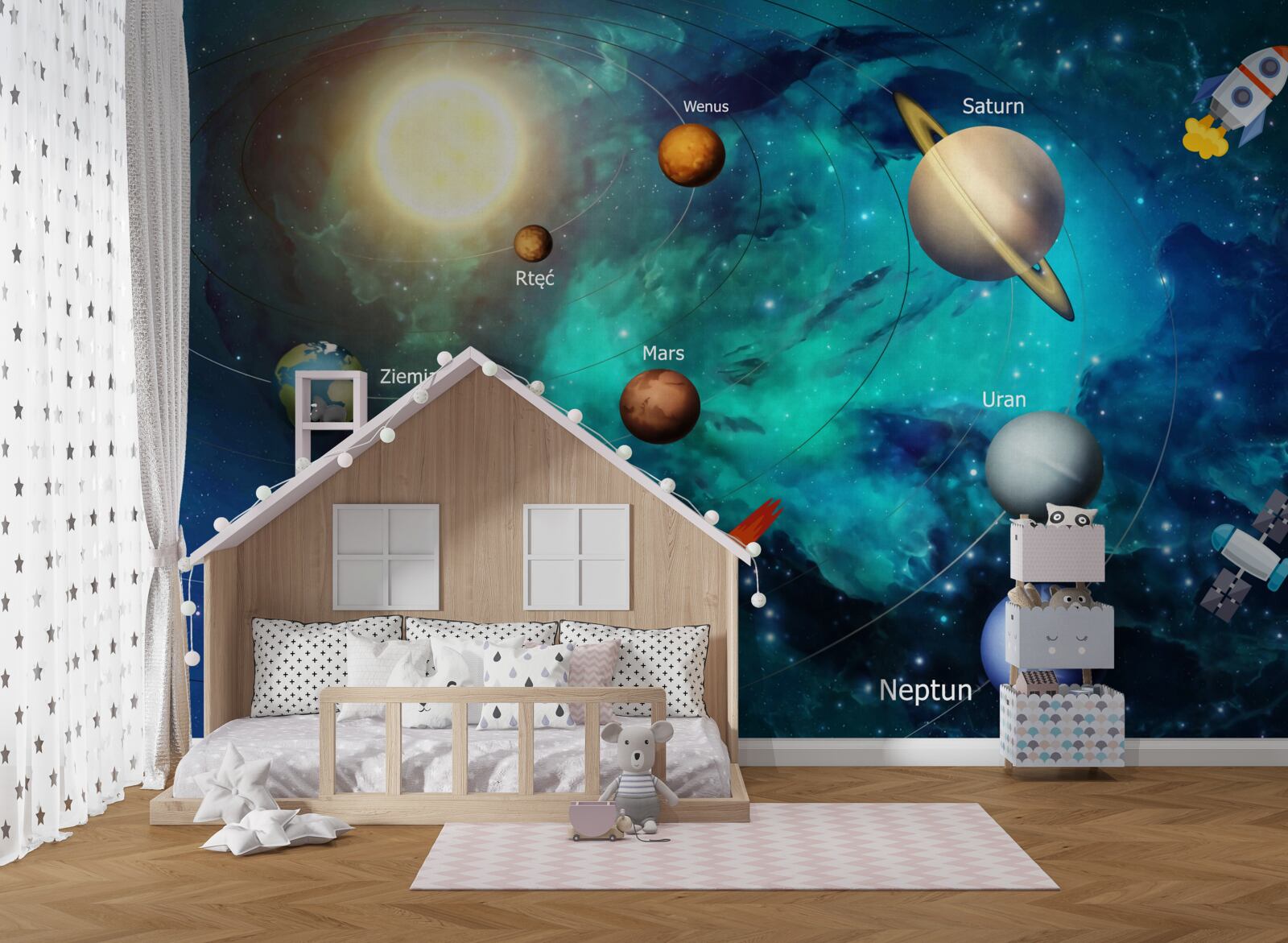 Papier peint ensemble de planètes dans l'univers