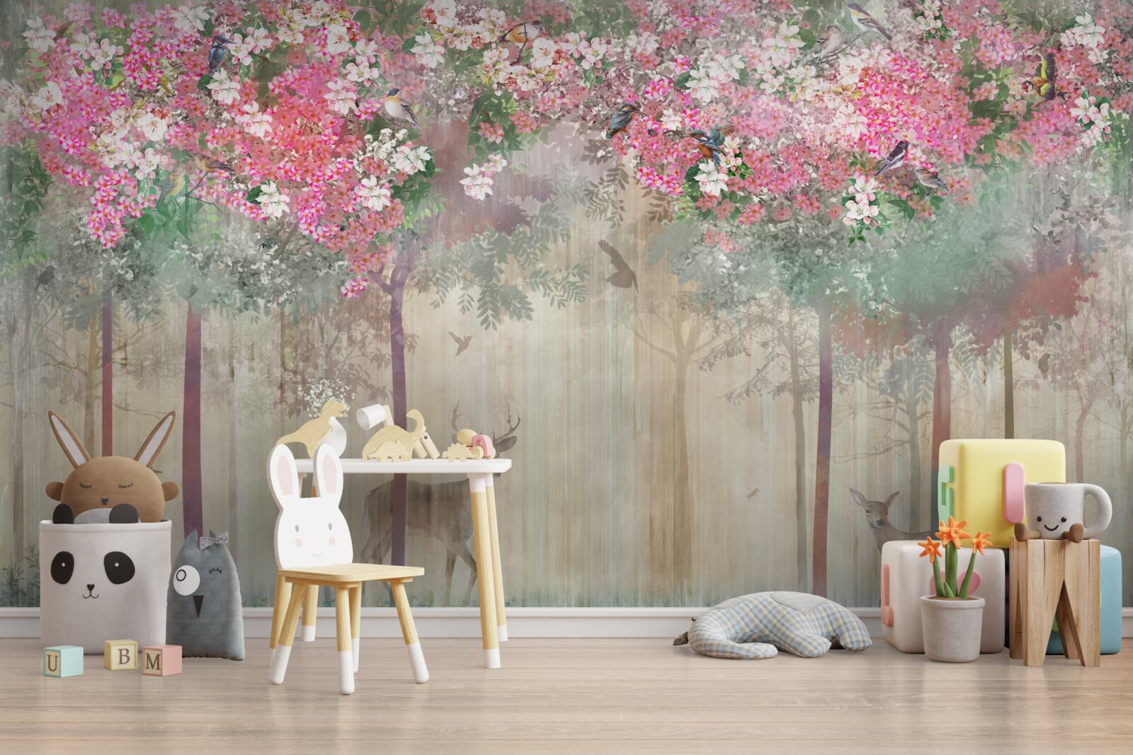 Papier peint un jardin où les cerfs brillent