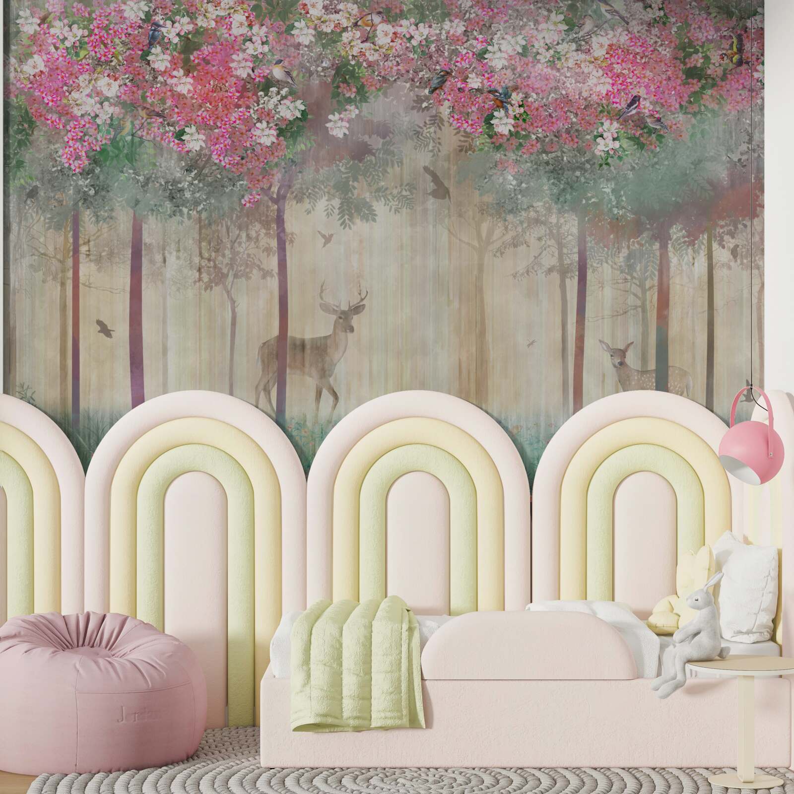 Papier peint un jardin où les cerfs brillent