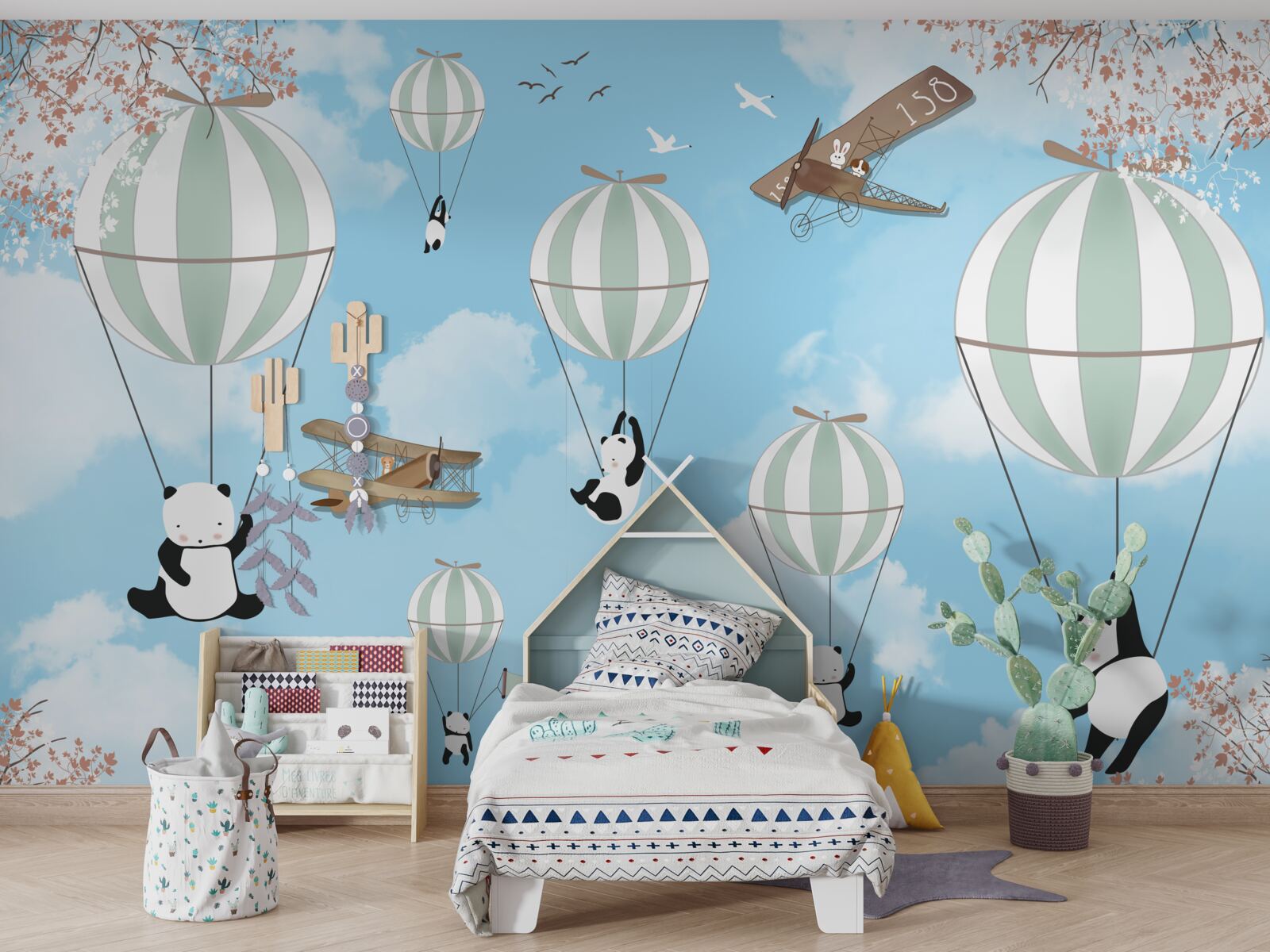 Papier peint les pandas aiment jouer avec des ballons