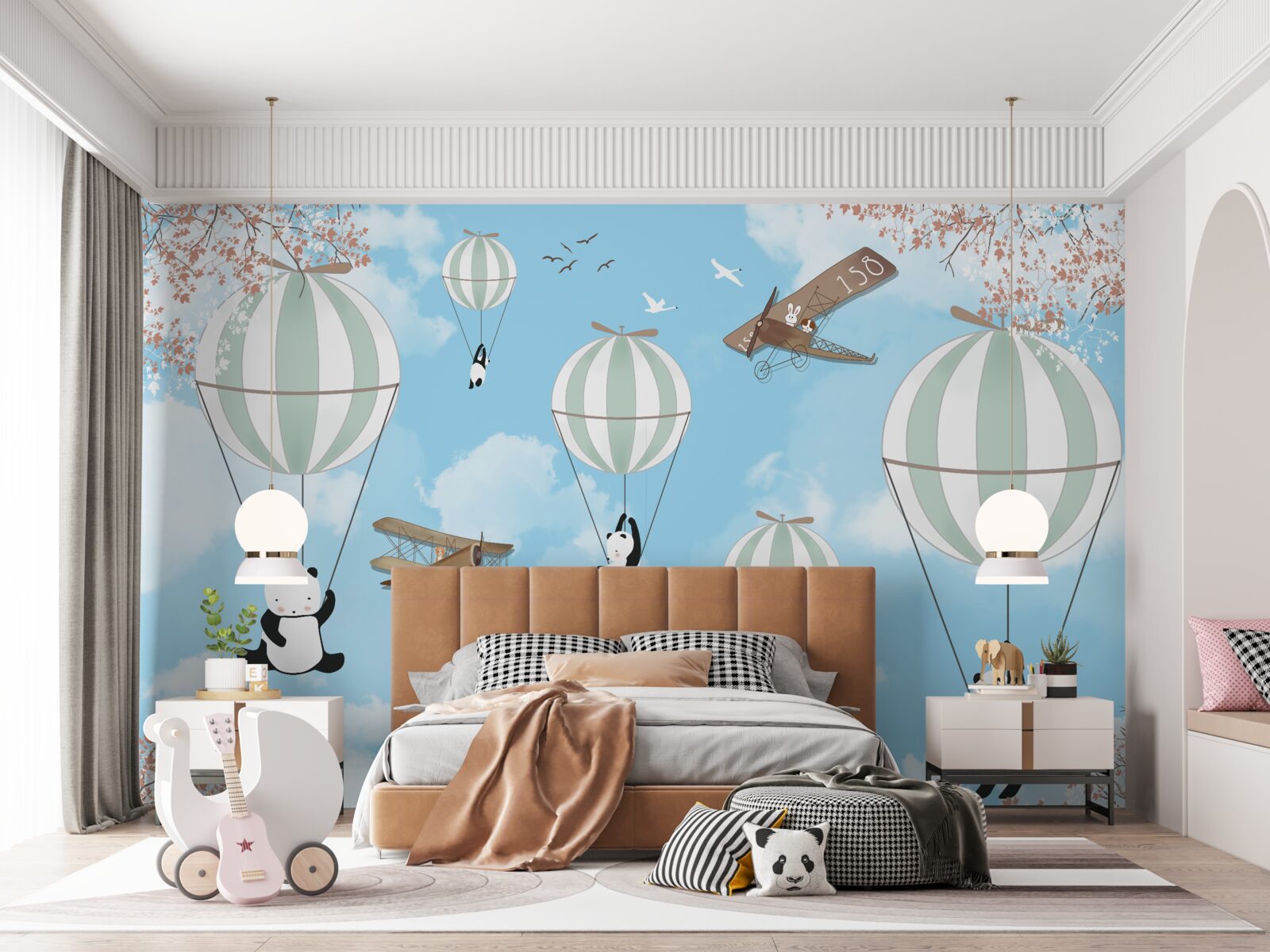 Papier peint les pandas aiment jouer avec des ballons