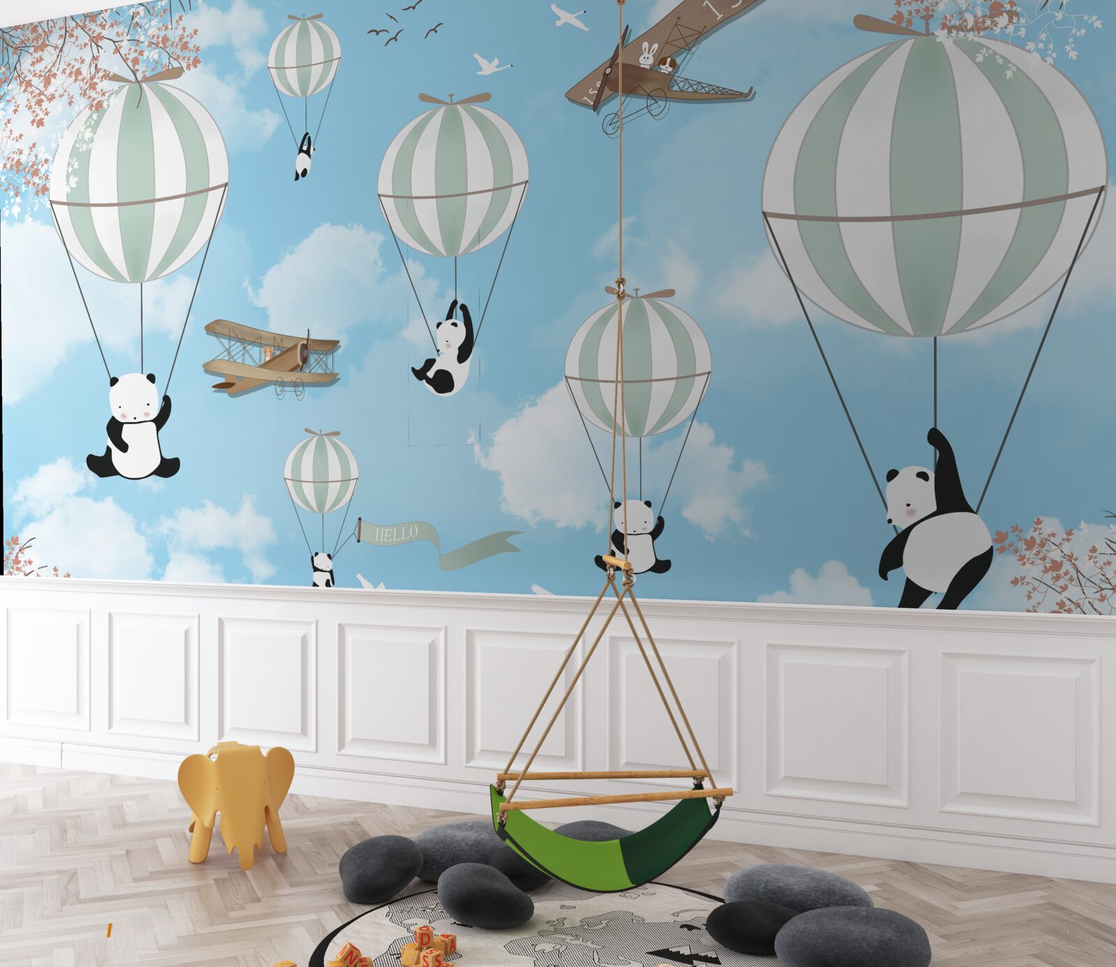 Papier peint les pandas aiment jouer avec des ballons