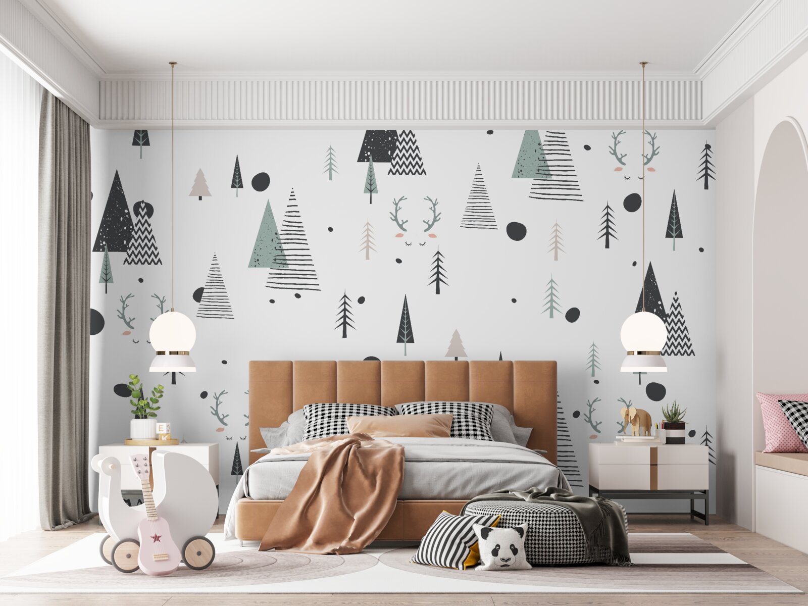 Papier peint forêt géométrique abstraite