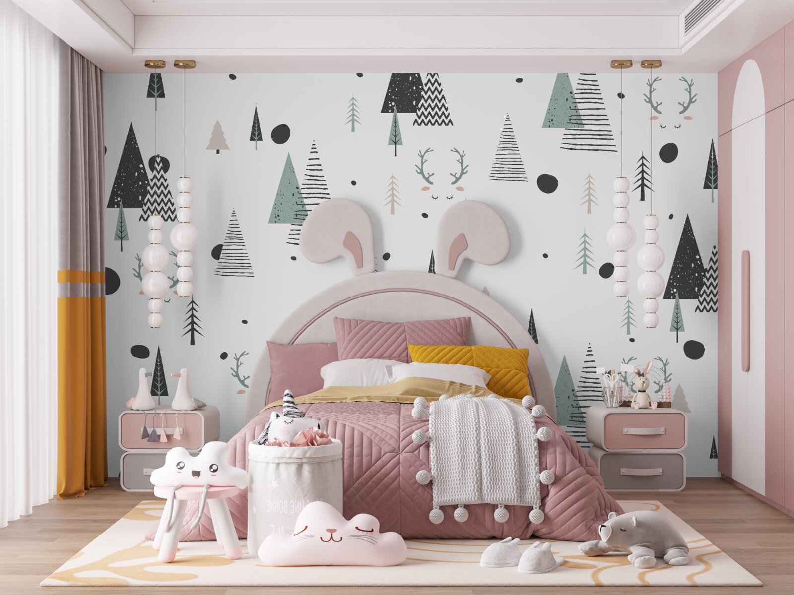 Papier peint forêt géométrique abstraite