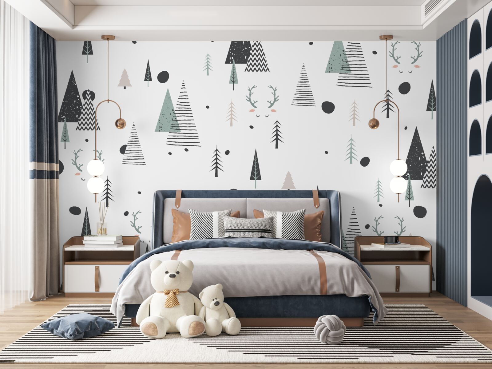 Papier peint forêt géométrique abstraite