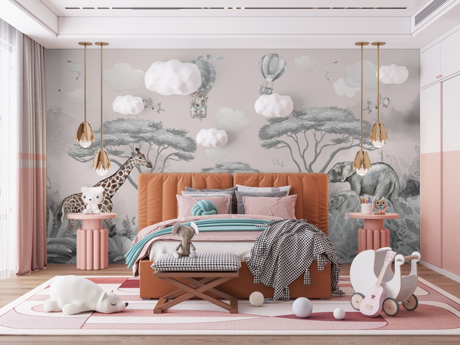 Papier peint animaux d'afrique dans la foret argentée