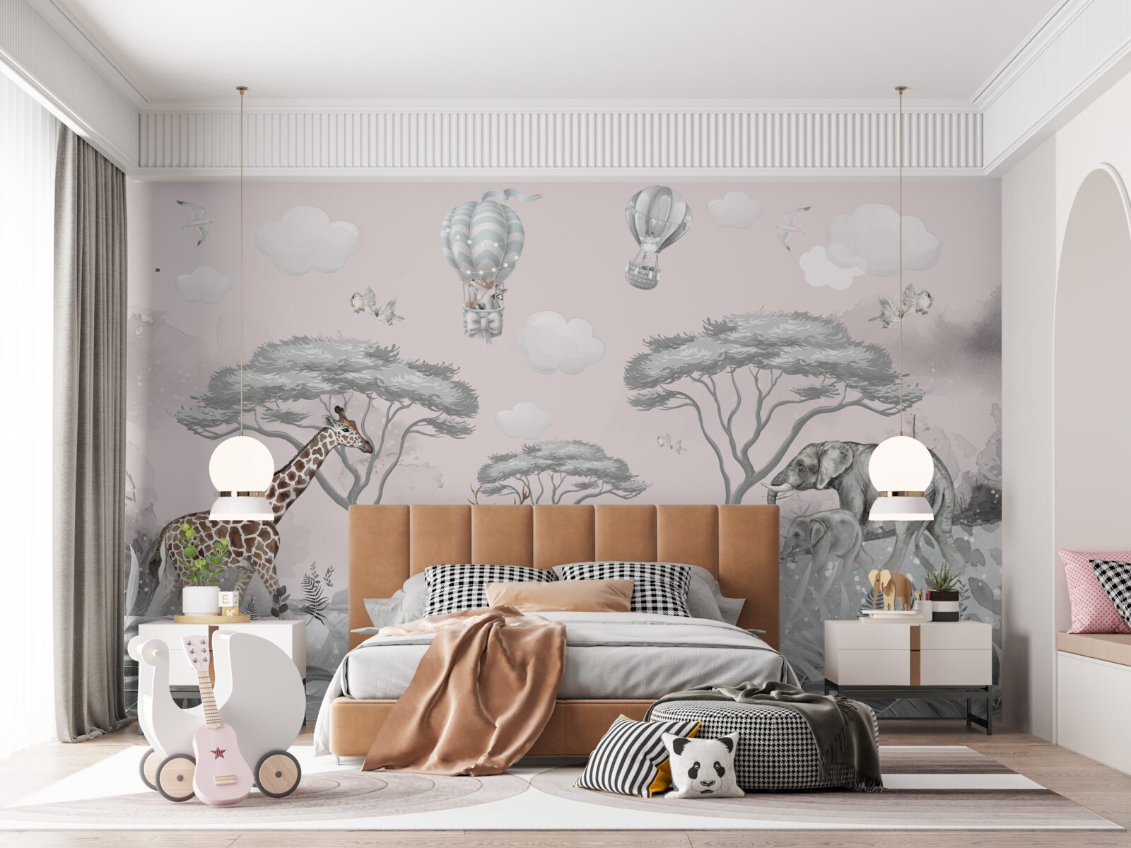 Papier peint animaux d'afrique dans la foret argentée