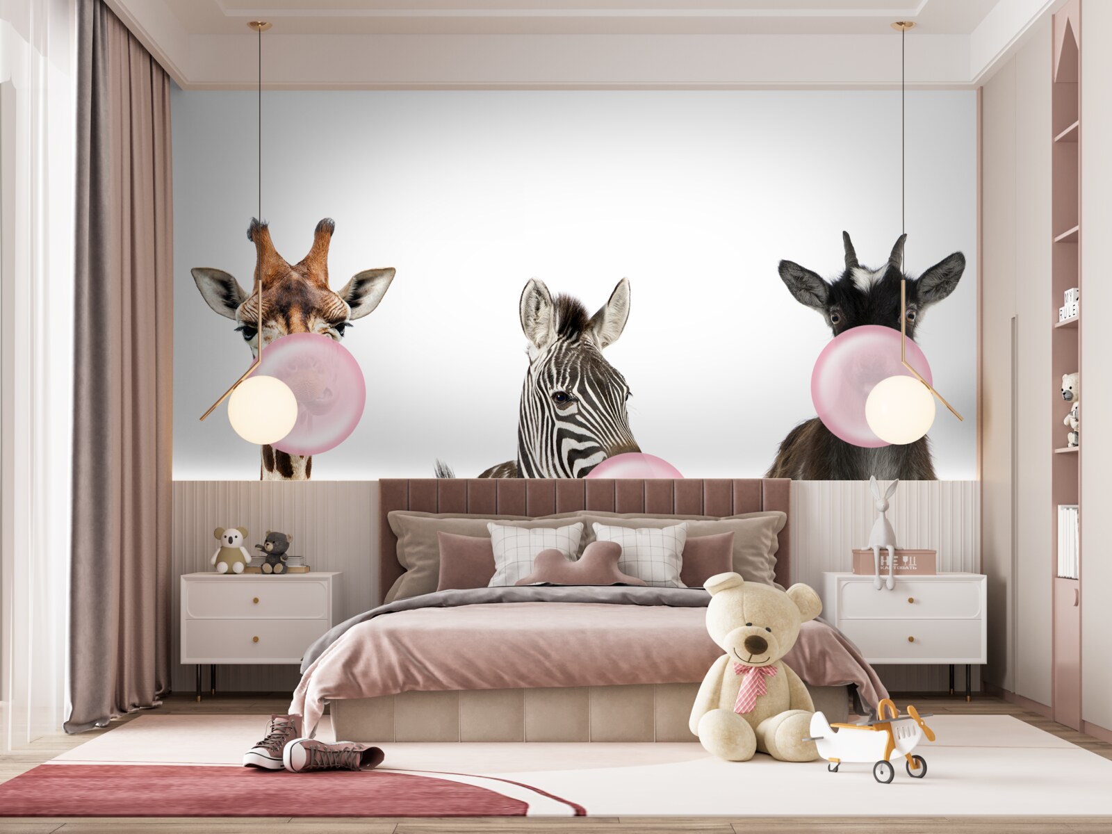 Papier peint les créatures créent une bulle à l'aide de chewing-gum