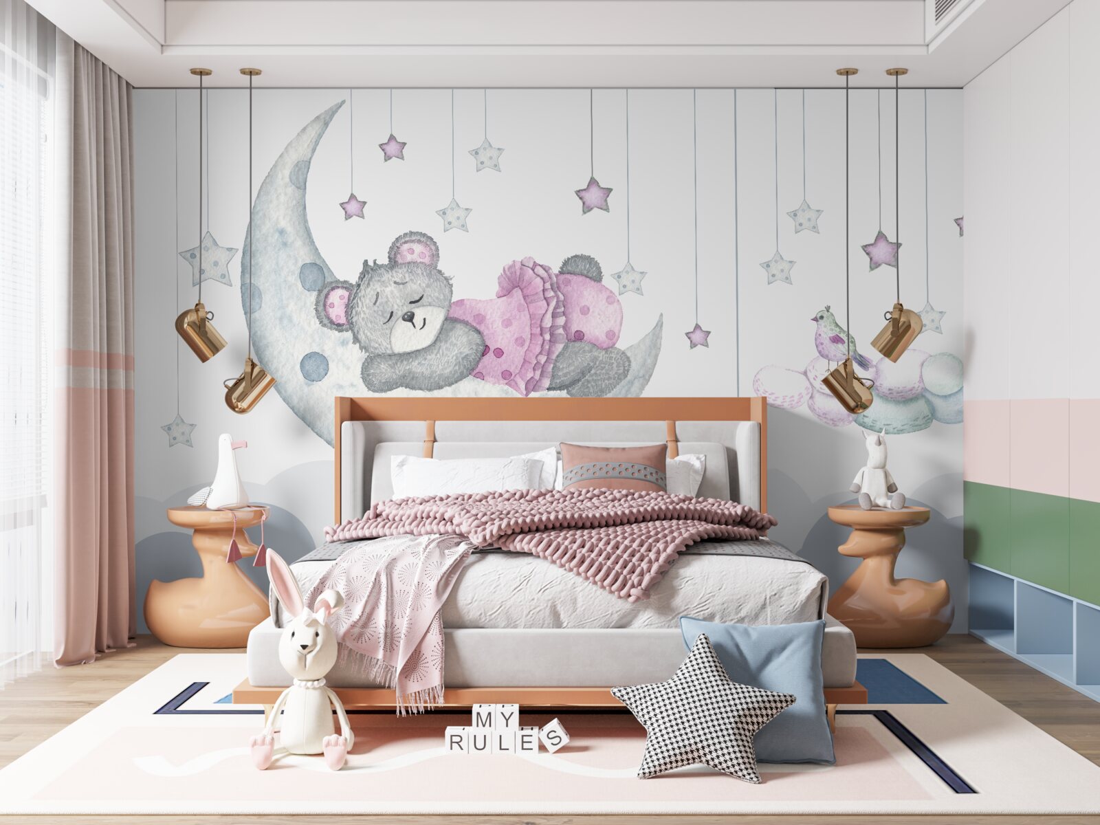 Papier peint adorable ours sur le satellite de la terre