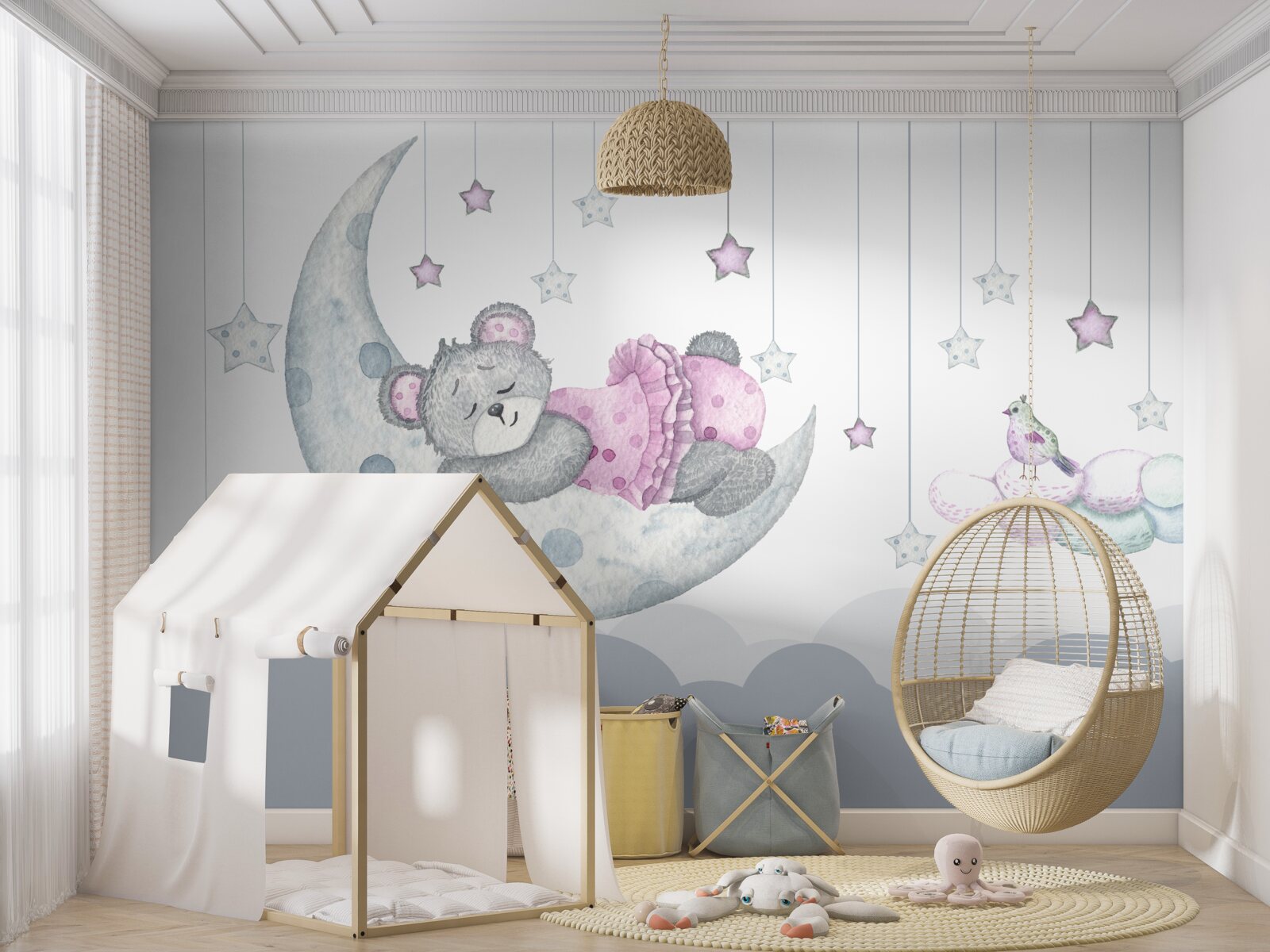 Papier peint adorable ours sur le satellite de la terre