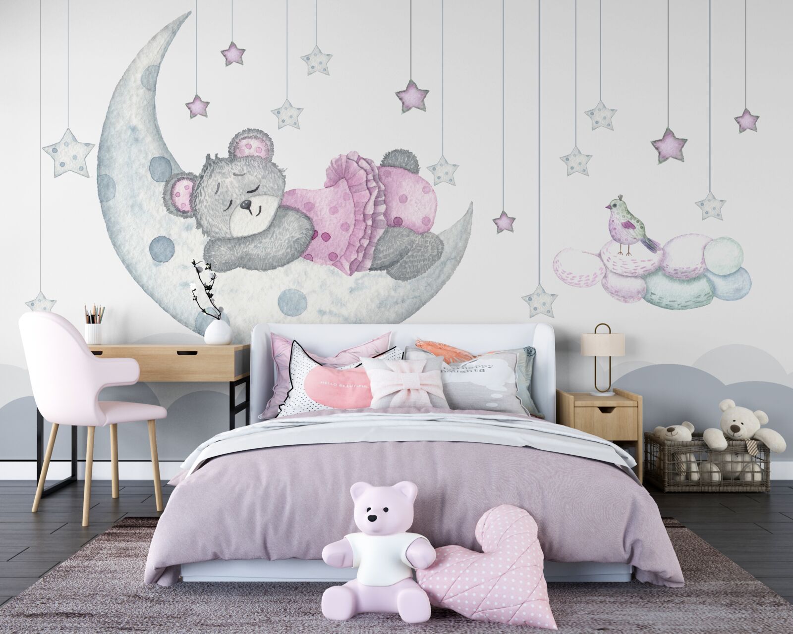 Papier peint adorable ours sur le satellite de la terre