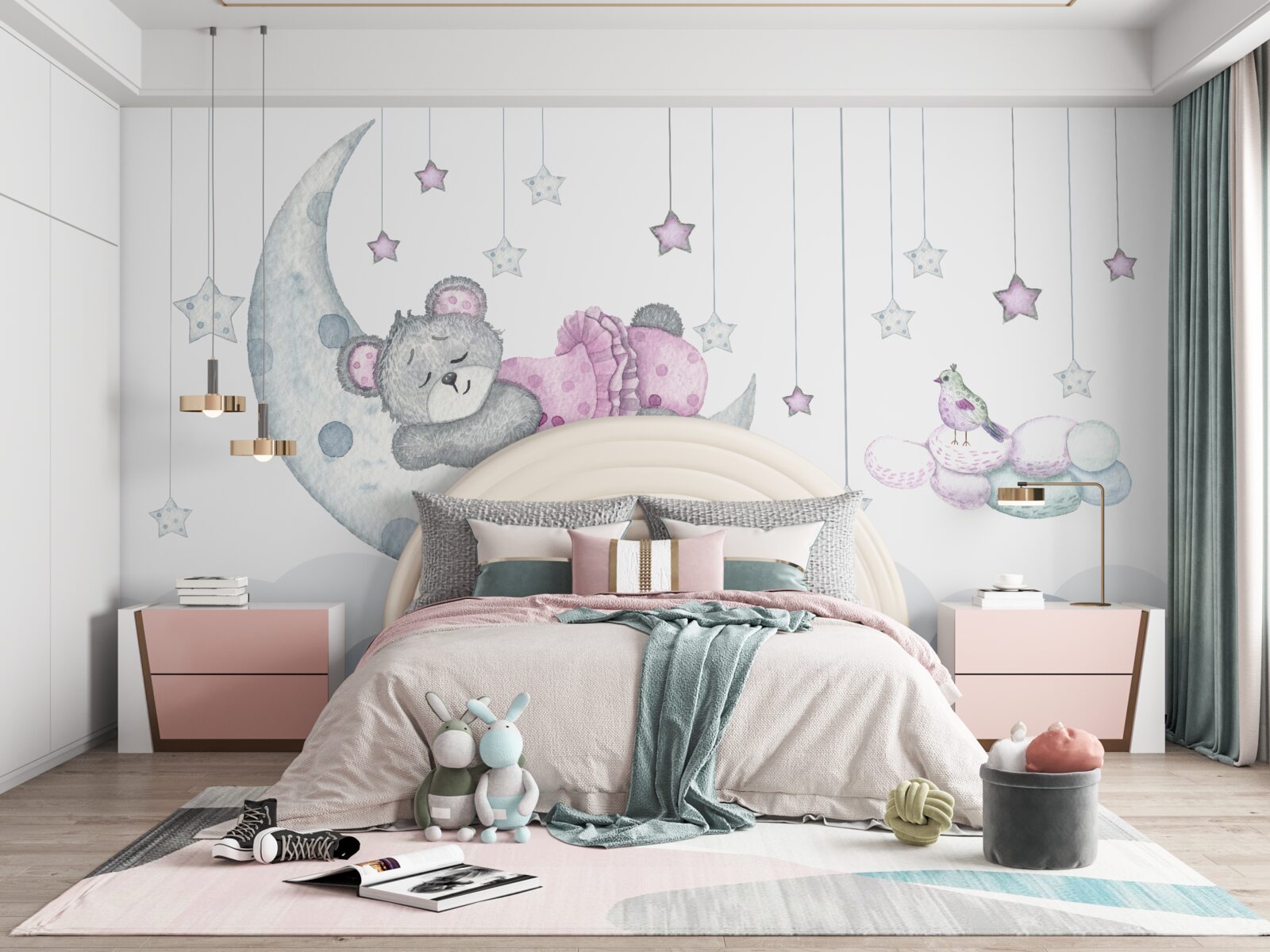 Papier peint adorable ours sur le satellite de la terre