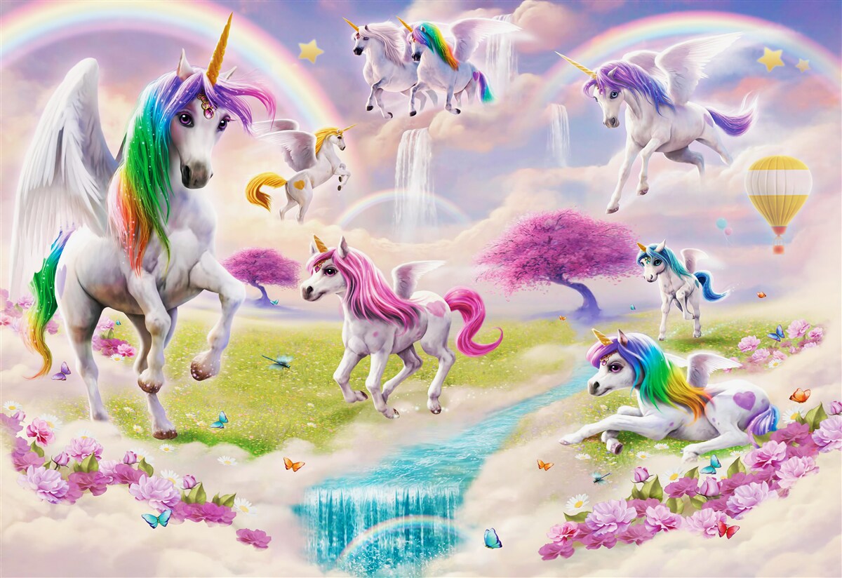 Papier peint des licornes magiques dans une clairière de la forêt