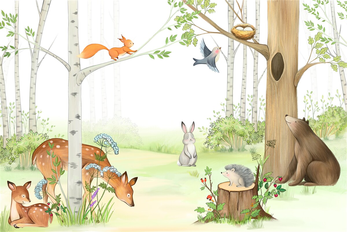 Papier peint les animaux de la forêt s'animent au printemps