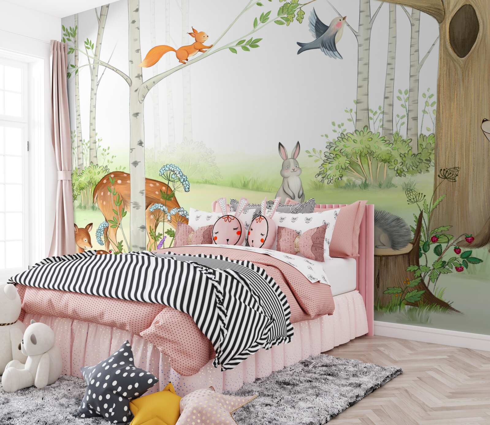 Papier peint les animaux de la forêt s'animent au printemps