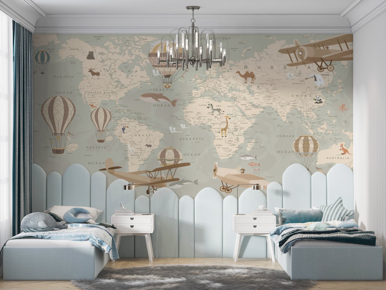 Papier peint carte du monde avec photos