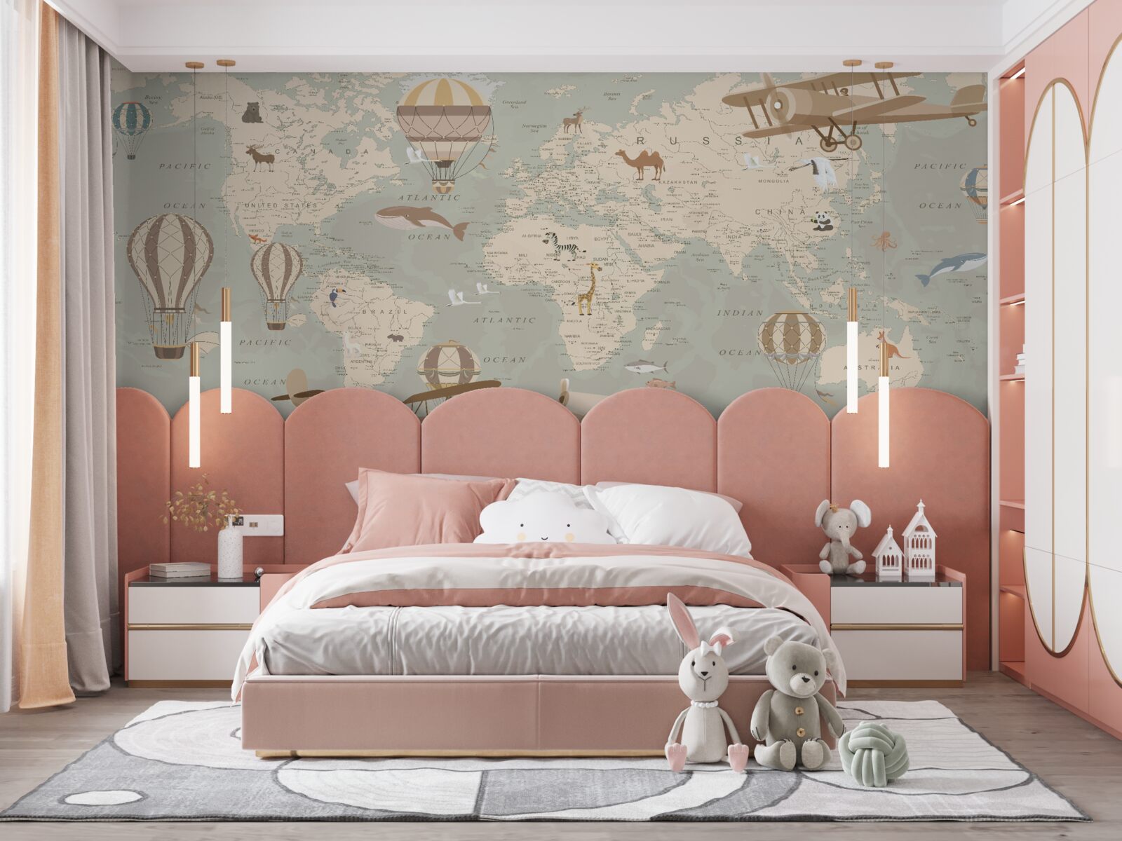 Papier peint carte du monde avec photos